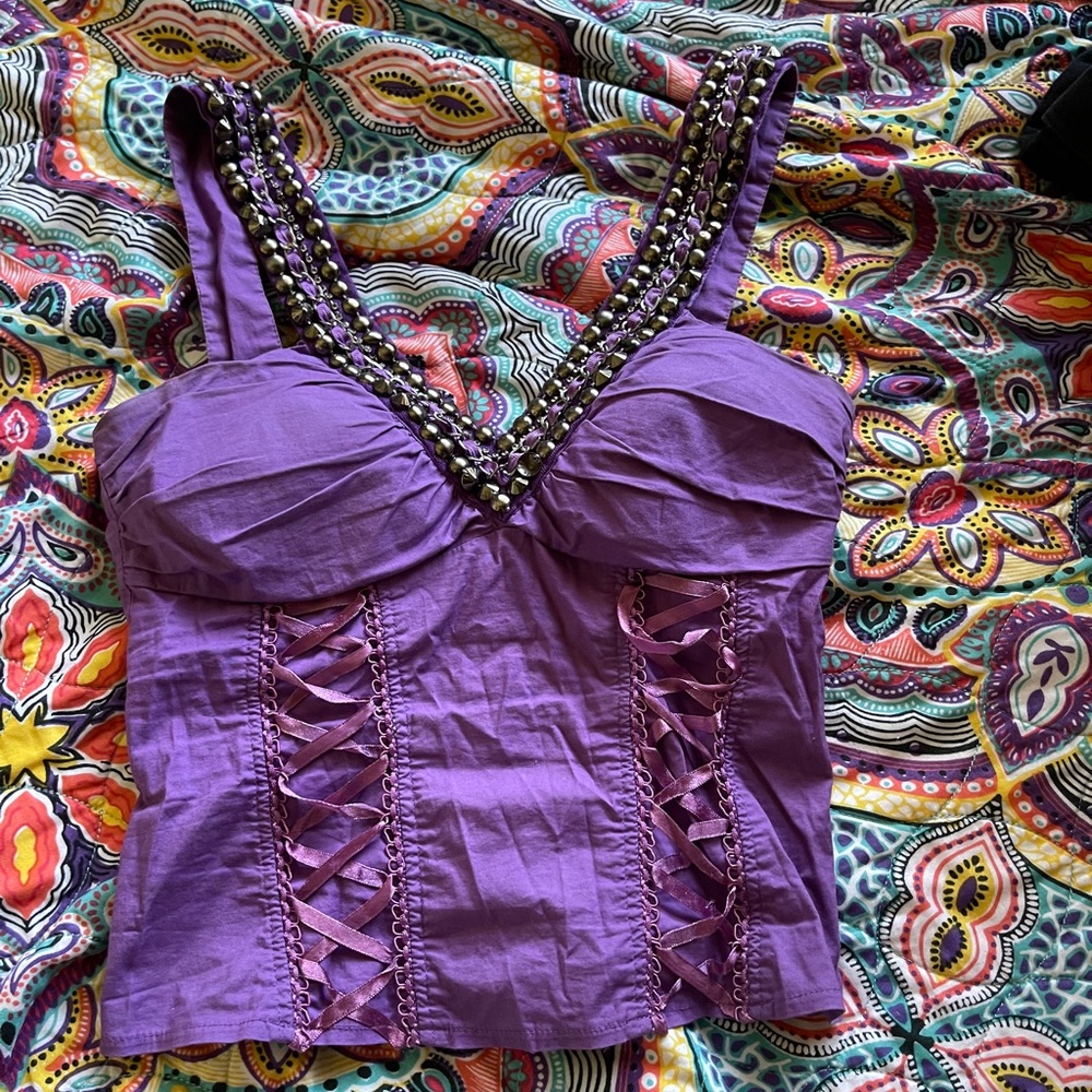 a rapunzel looking shirt, a nice dark purple, originally bought from depop